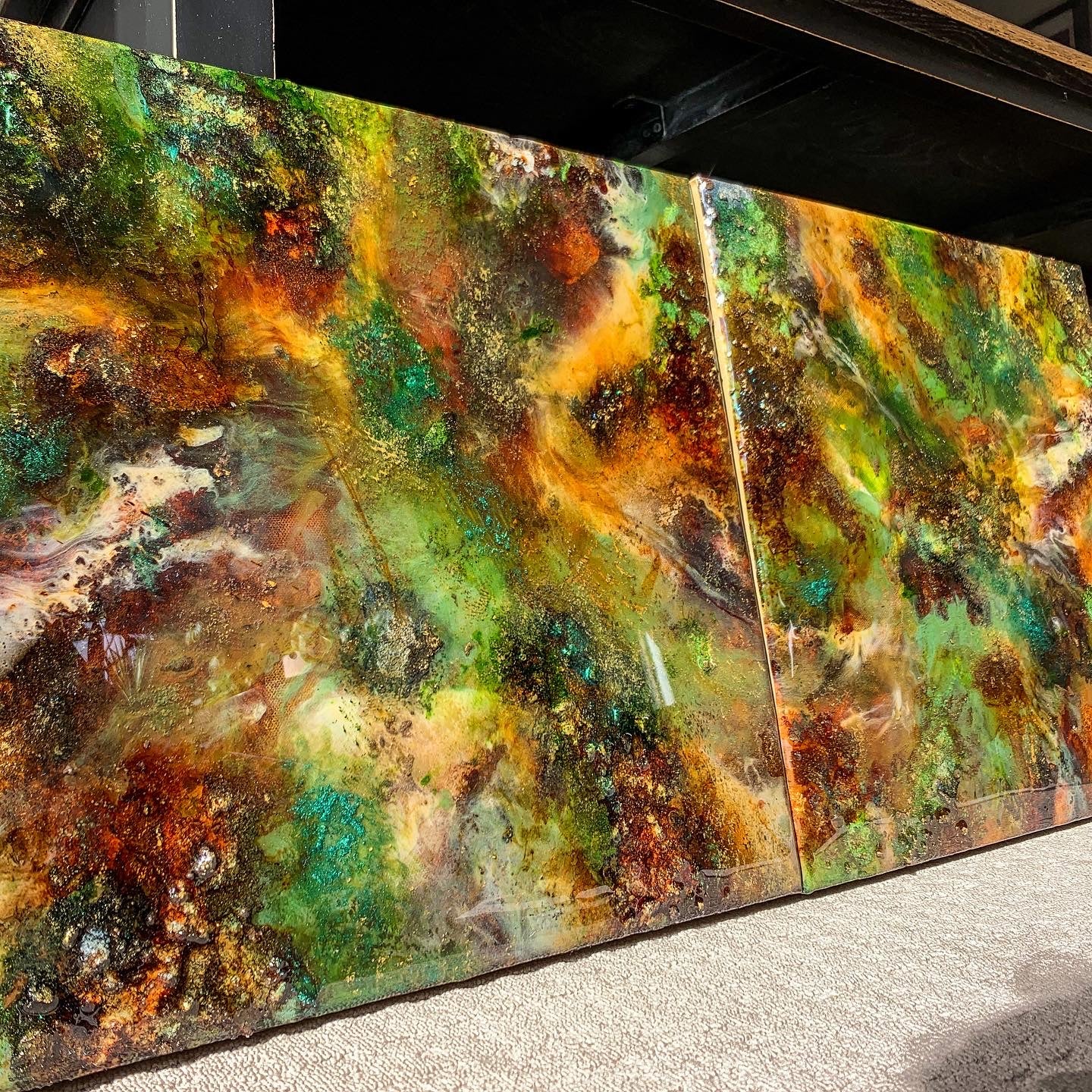 'Twolangi' 16"x 16" Twin Piece Original Painting
